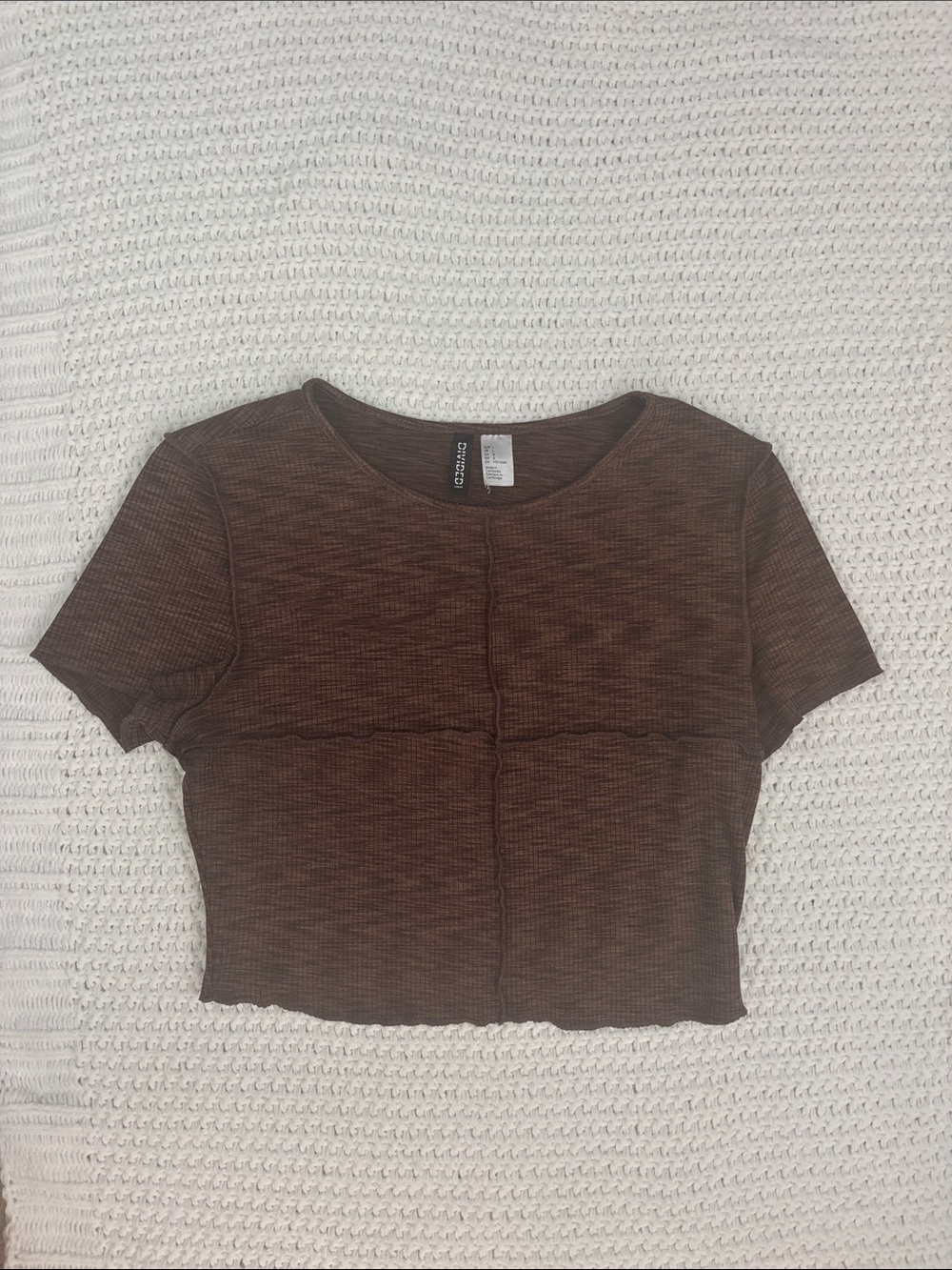 H&M Chocolate Brown Ribbed Seam Crop Top